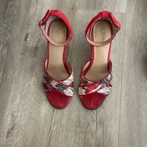 Red Anthropologie block heels. size 9
